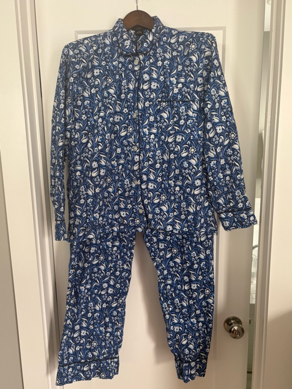 J. Crew Blue and White Floral Women’s Pajama Set